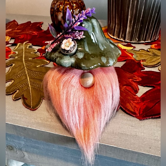 Whimsical Gnome with Pink Beard and Green Hat - Picture 1 of 1